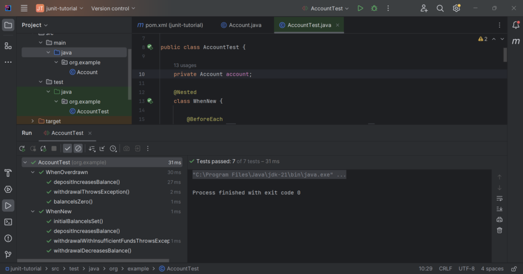 JUnit Nested Tests